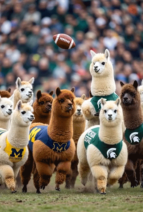 alpacas running in baseball court
